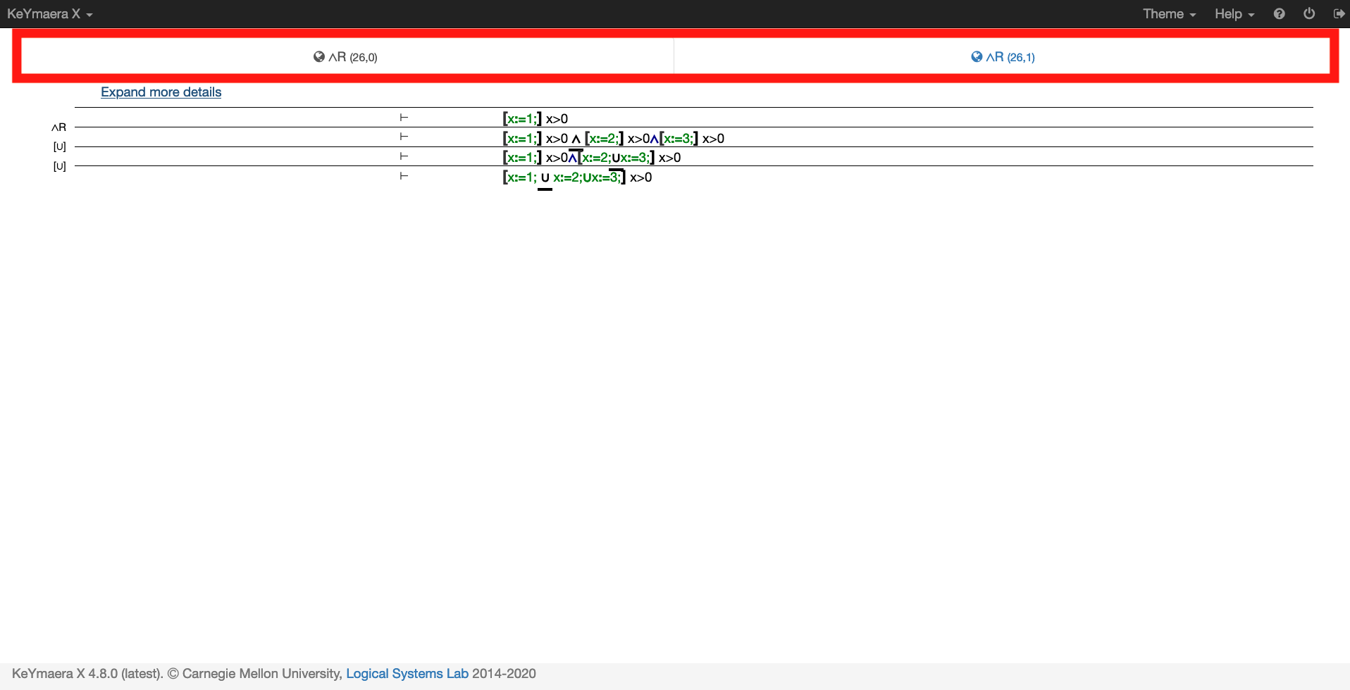 Use the Expand Details button to dig into the proof